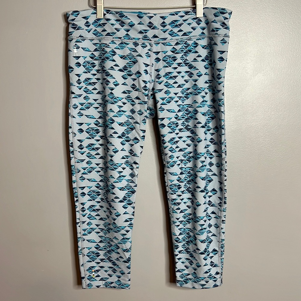 Smartwool cropped legging capris size large blue diamonds tribal print